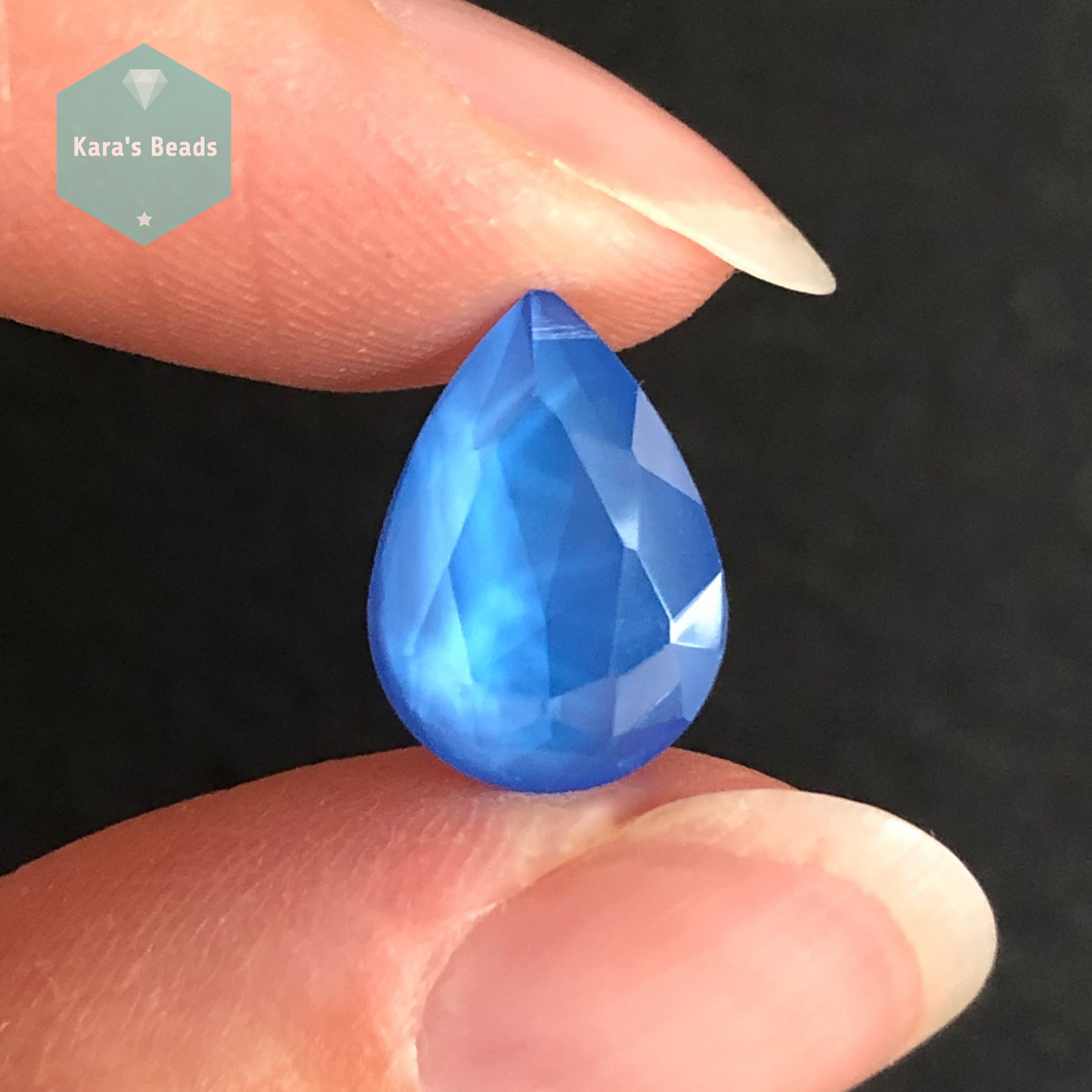 10x14 mm Drop Glass Cabochon Lake Blue 1 pc