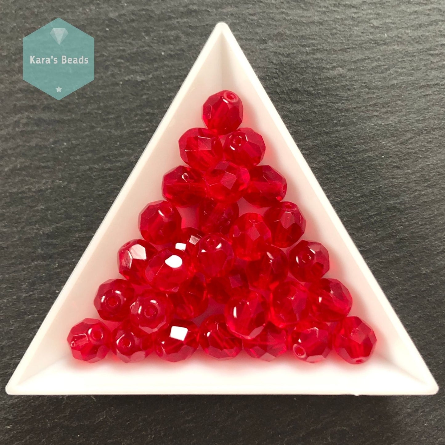 30pcs Tube 8mm Siam Ruby Fire Polish Round Beads