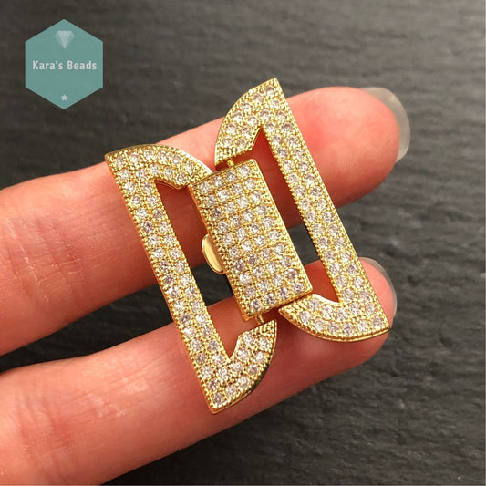 32 mm Zircon Snap Clasp Gold 1 pc