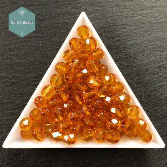 90pcs Tube 6mm Fire Polish Topaz