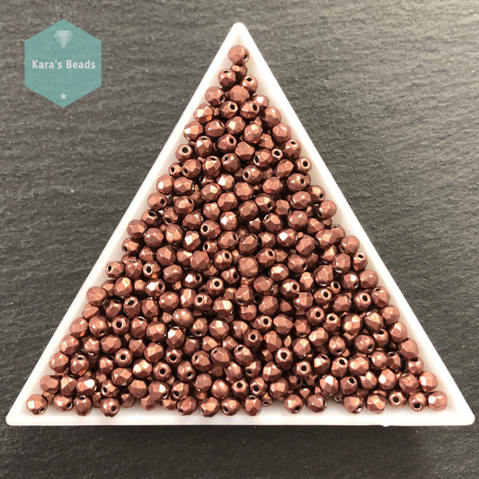 700pcs Tube 3mm Fire Polish 08A01 Sueded Gold Ash Rose