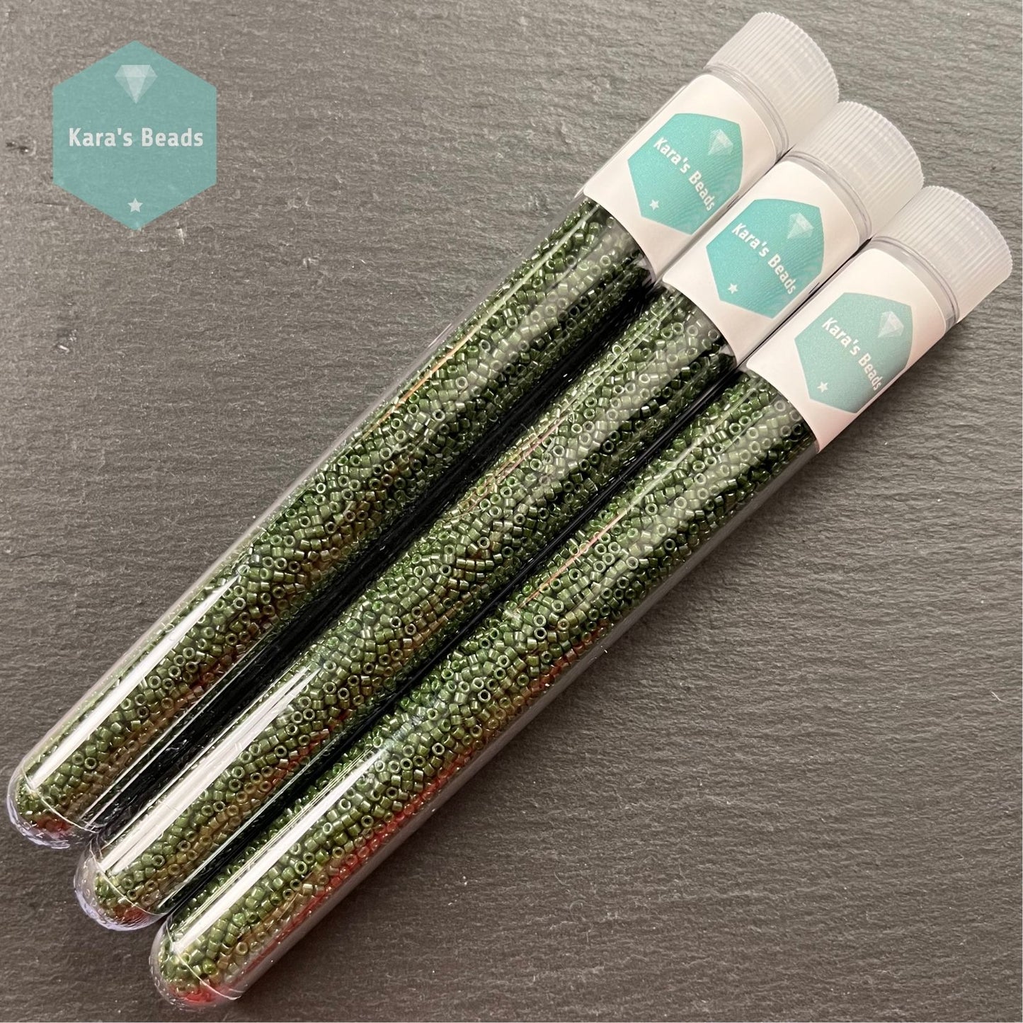 22g Tube 11/0 Miyuki Delica DB0663 Dyed Opaque Forest