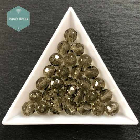 30pcs Tube 8mm Black Diamond Fire Polish Round Beads