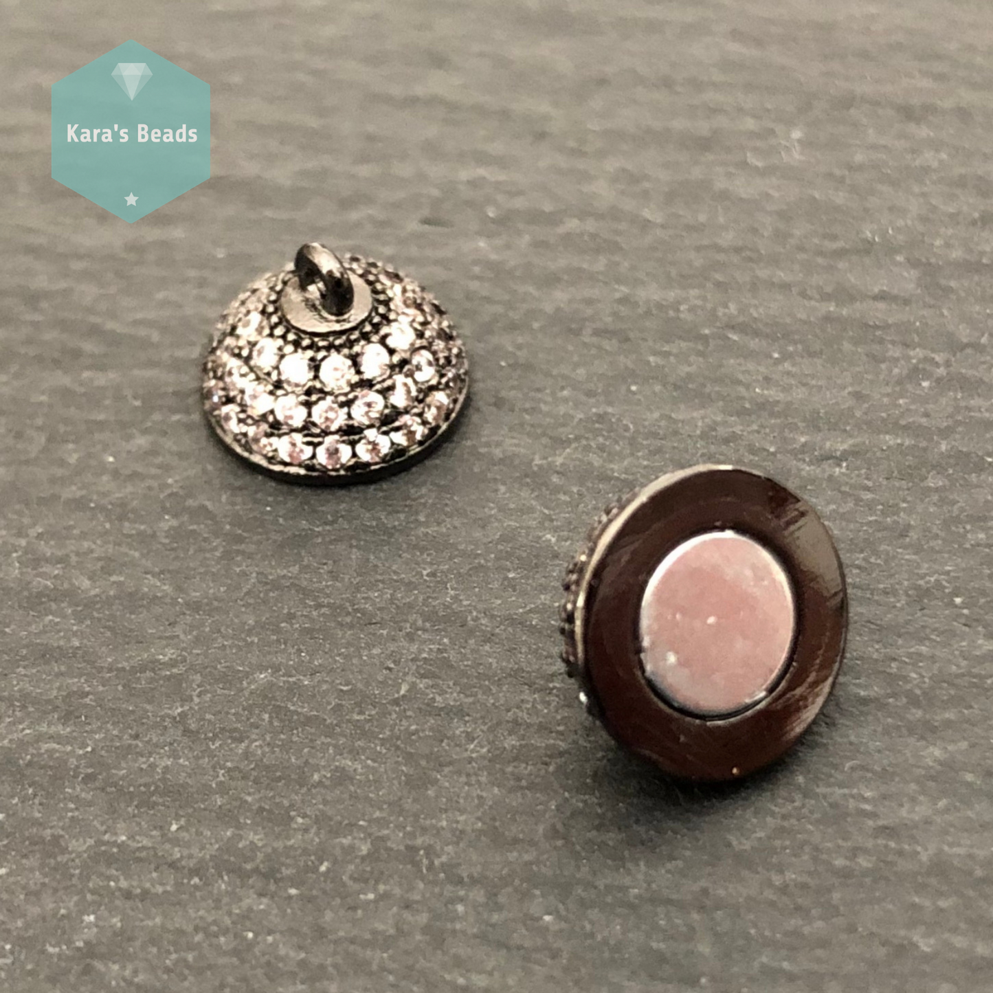 10 mm Black with Zircon Round Strong Magnetic Clasp 1 pc