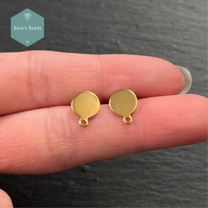 8mm Stainless Steel Round Earring Stud Posts Gold 1 pair