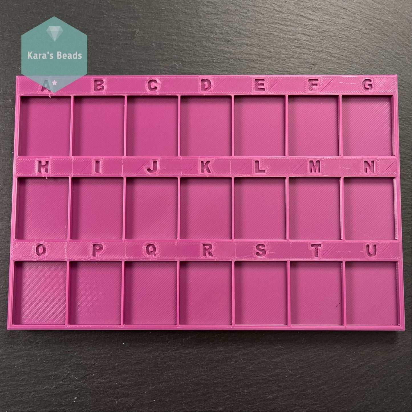 A to U Bead Tray for Peyote Patterns 21 Compartments Purple