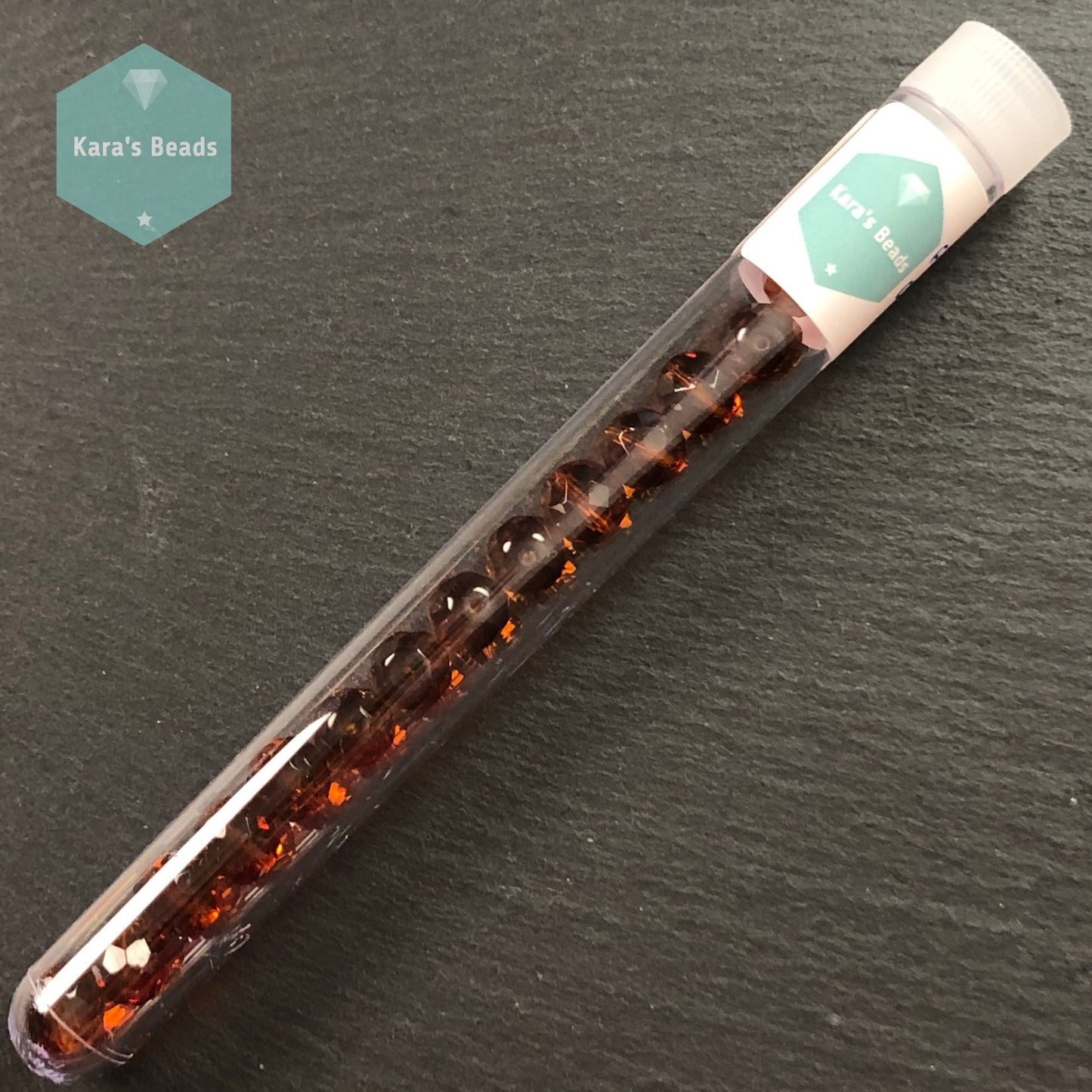 15pcs Tube 10mm Dark Topaz Fire Polish Round Beads