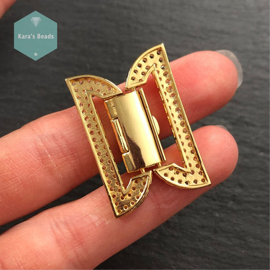 32 mm Zircon Snap Clasp Gold 1 pc