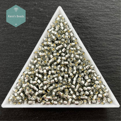 25g Tube 8/0 Toho TR8-29AF Silver Lined Frosted Black Diamond