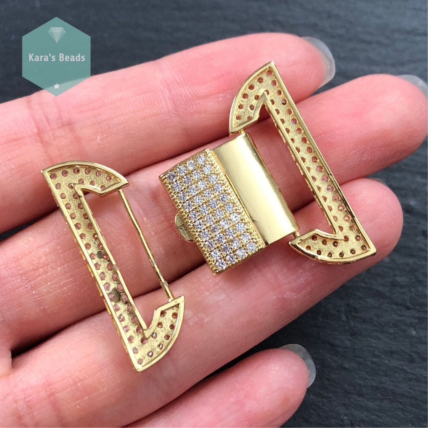 32 mm Zircon Snap Clasp Gold 1 pc