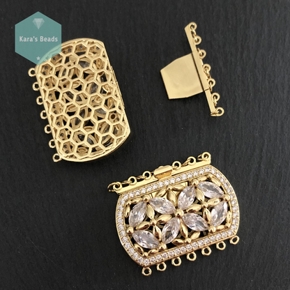 7 Strand Fancy Box Clasp Gold 1 pc