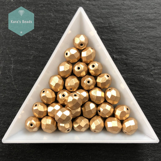 30pcs Tube 8mm Matte Metallic Flax Fire Polish Round Beads