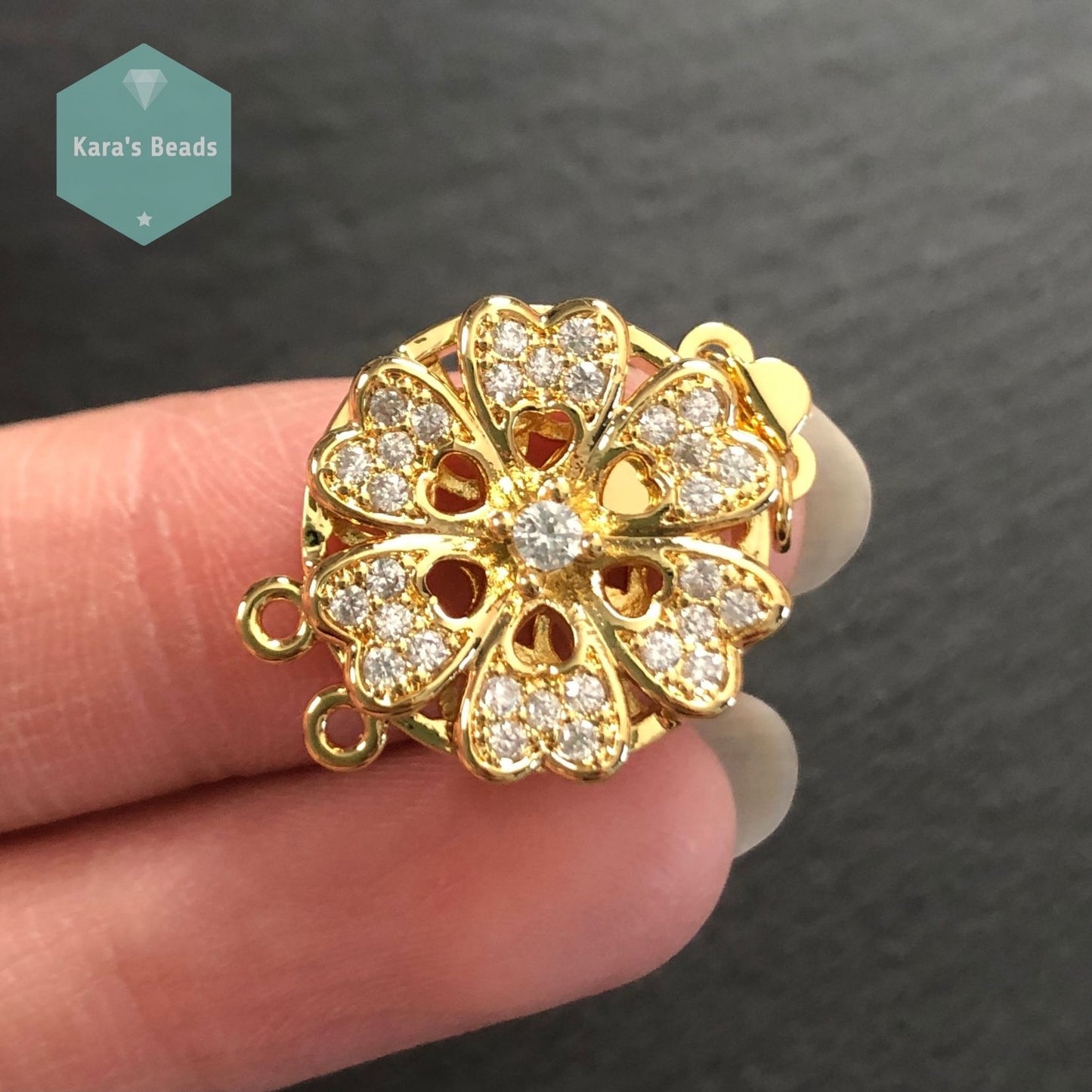 2 Strand Flower Box Clasp Gold 1 pc