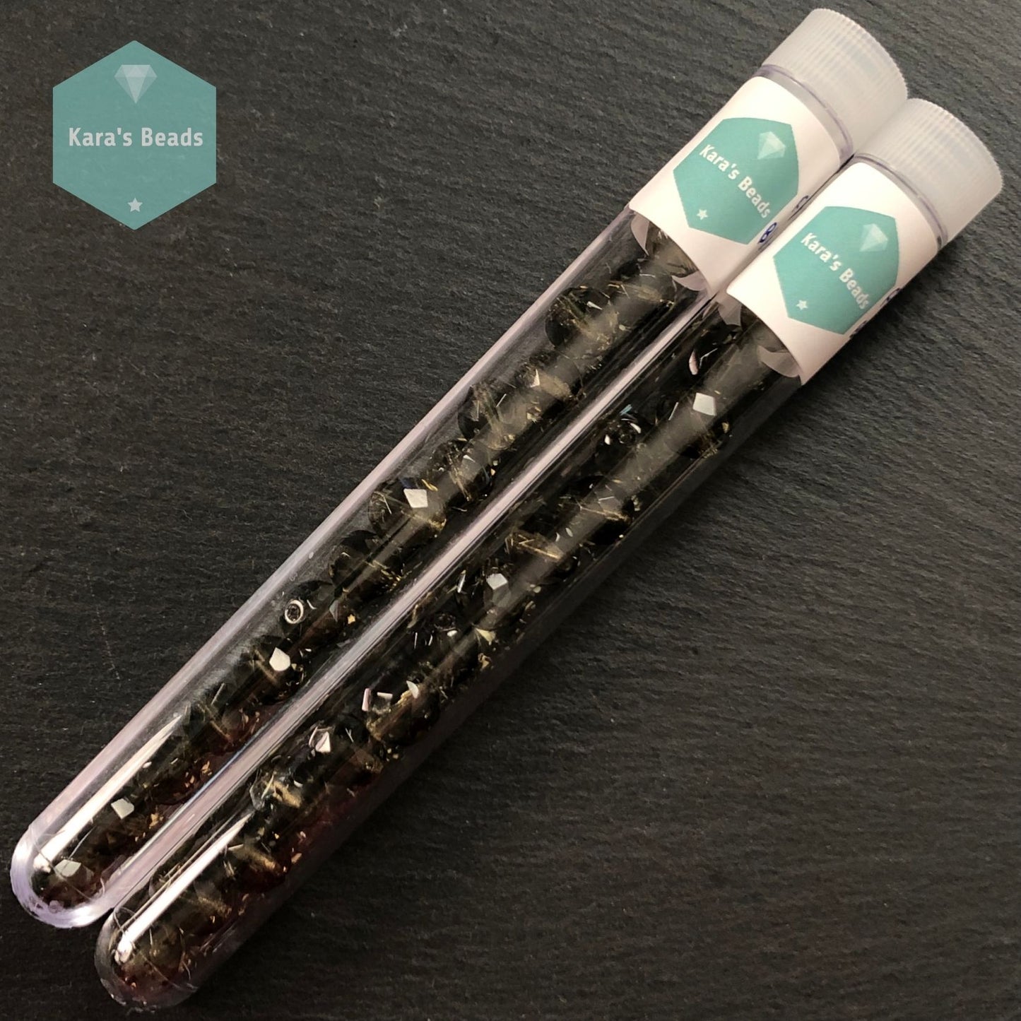 15pcs Tube 10mm Black Diamond Fire Polish Round Beads