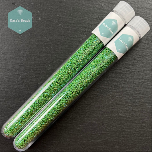 22g Tube 11/0 Miyuki Delica DB163 Opaque Green AB