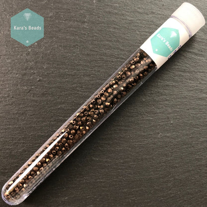 700pcs Tube 3mm Fire Polish Round Beads Matte Dark Bronze