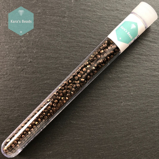 700pcs Tube 3mm Fire Polish Round Beads Matte Dark Bronze