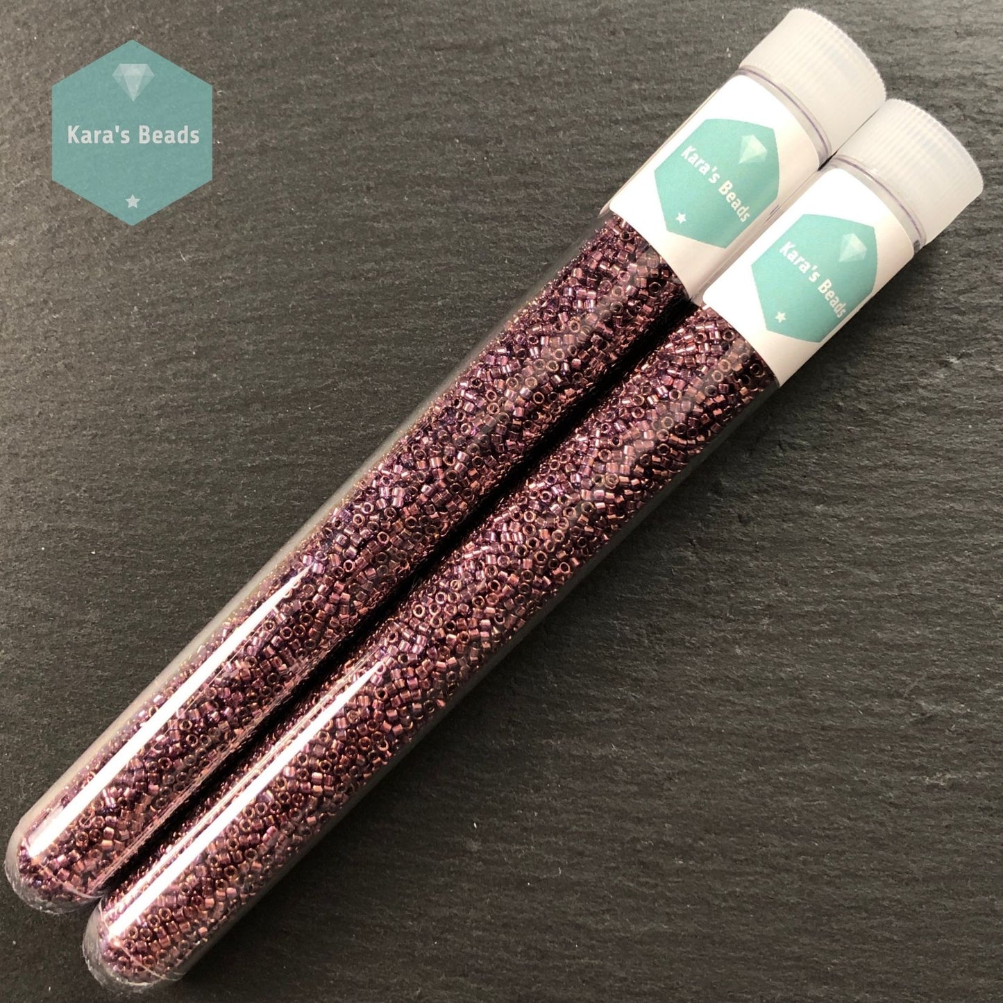 22g Tube 11/0 Miyuki Delica DB0117 Lavender Blue Gold Luster