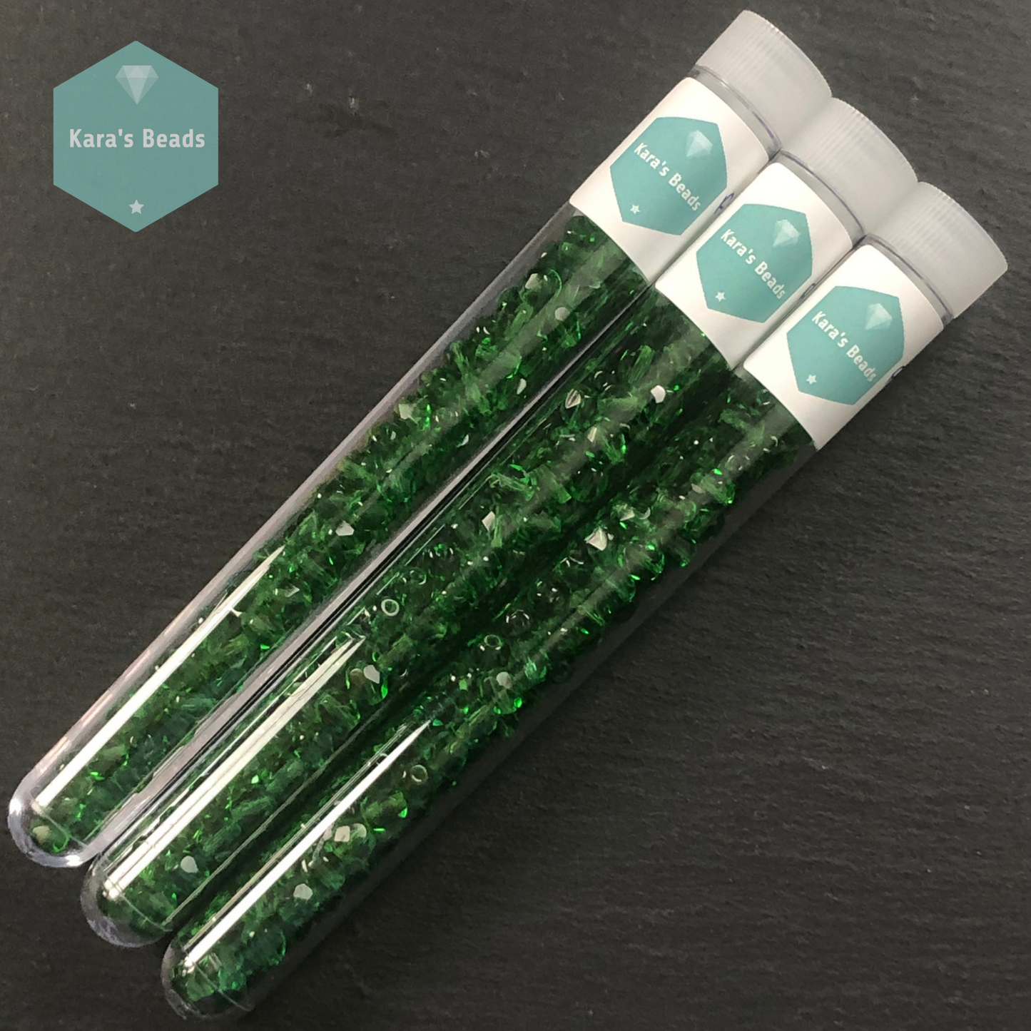 90pcs Tube 6mm Fire Polish Green