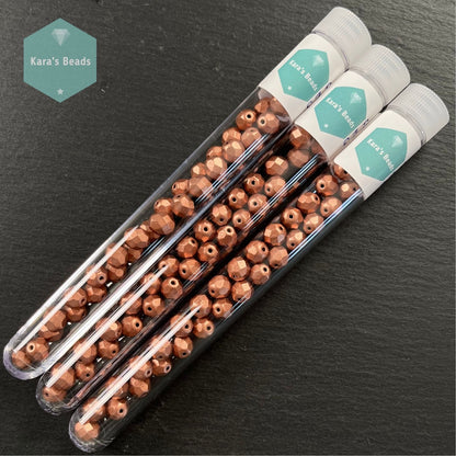 30pcs Tube 8mm Matte Metallic Copper Fire Polish Round Beads