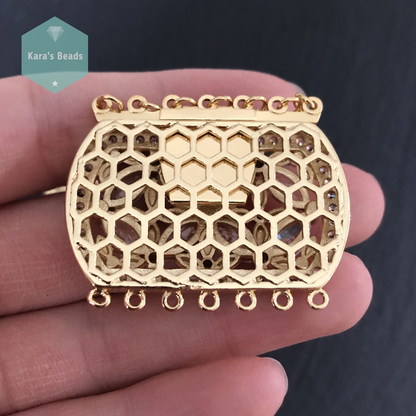 7 Strand Fancy Box Clasp Gold 1 pc