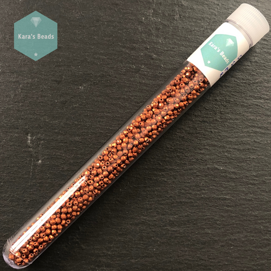 1200pcs Tube 2mm Fire Polish Saturated Metallic Russet Orange