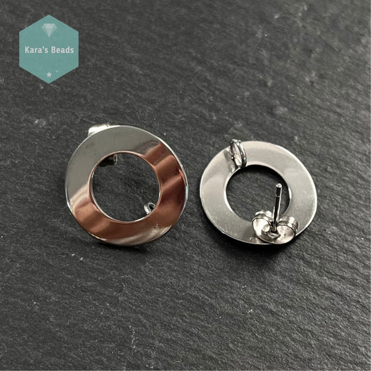 Stainless Steel Circle Earring Stud Posts 1 pair