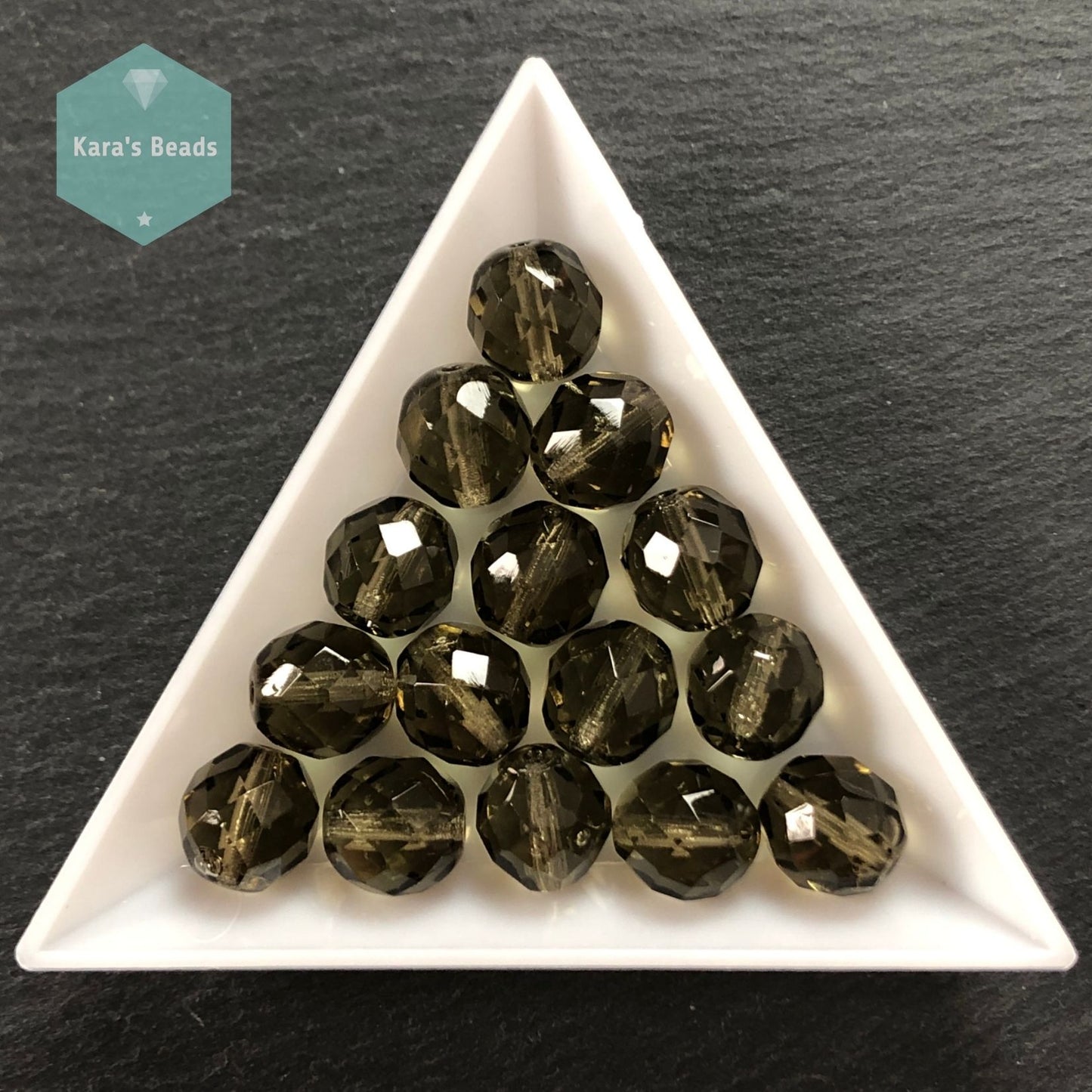 15pcs Tube 10mm Black Diamond Fire Polish Round Beads