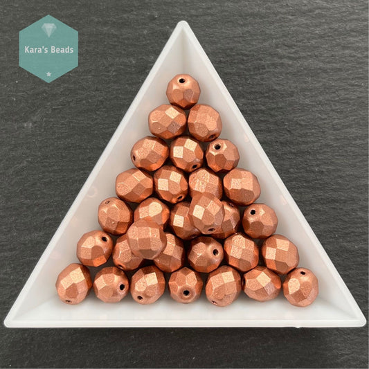 30pcs Tube 8mm Matte Metallic Copper Fire Polish Round Beads