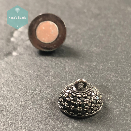 10 mm Black with Black Zircon Round Strong Magnetic Clasp 1 pc