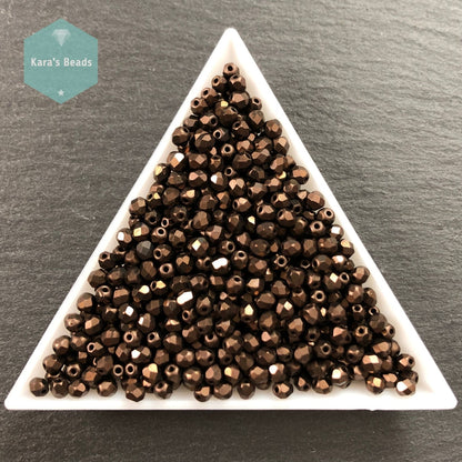 700pcs Tube 3mm Fire Polish Round Beads Matte Dark Bronze