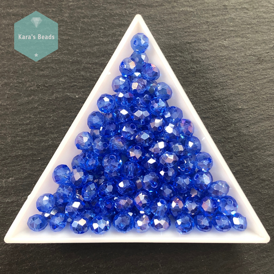 120pcs Tube 4x6 mm Transparent Blue AB Rondelle Beads
