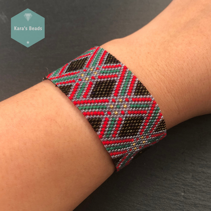 CHRISTMAS TARTAN RIBBON Even Count Peyote Pattern