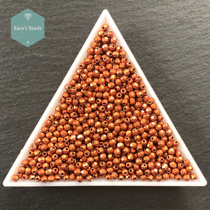 1200pcs Tube 2mm Fire Polish Saturated Metallic Russet Orange