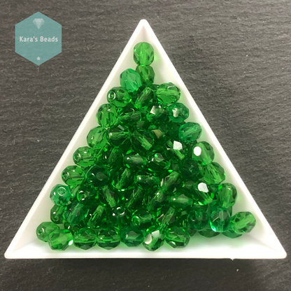 90pcs Tube 6mm Fire Polish Green