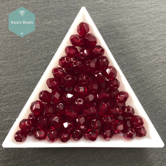 90pcs Tube 6mm Fire Polish Garnet