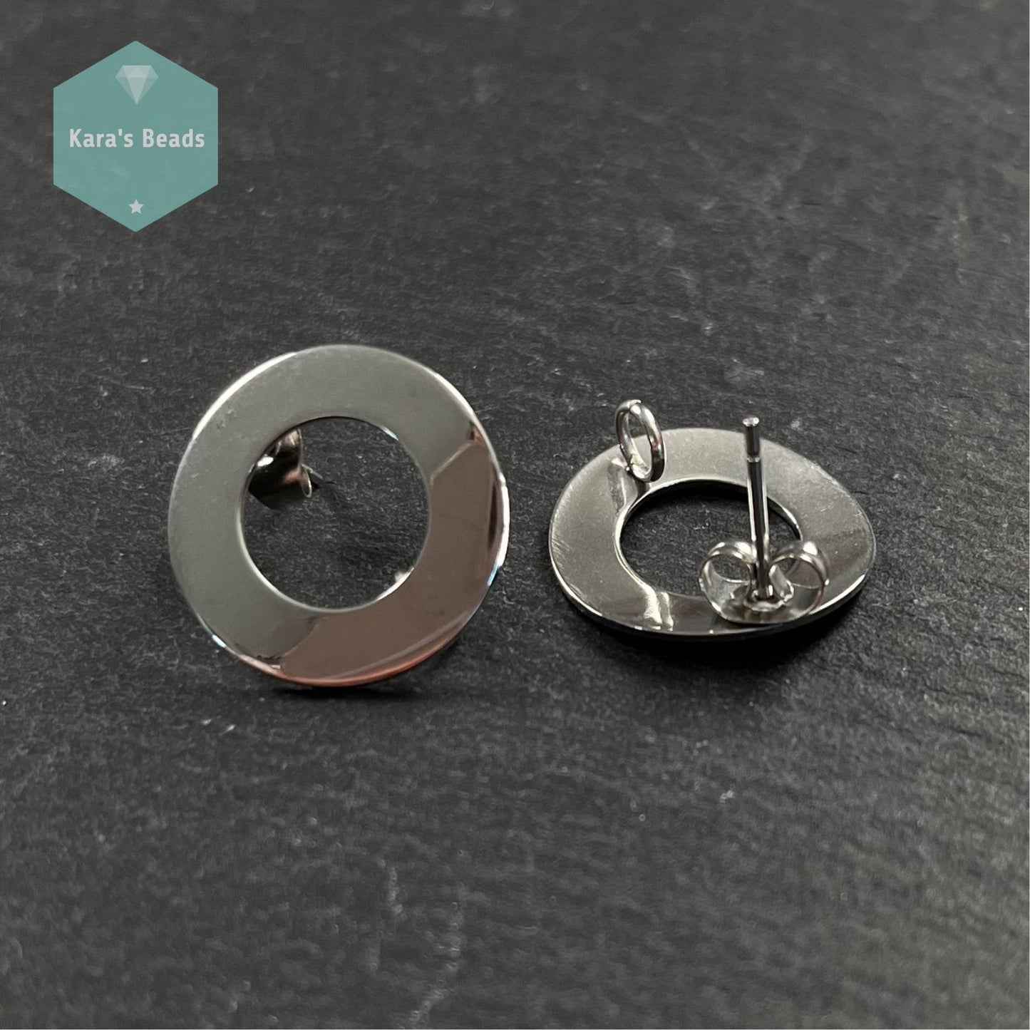 Stainless Steel Circle Earring Stud Posts 1 pair