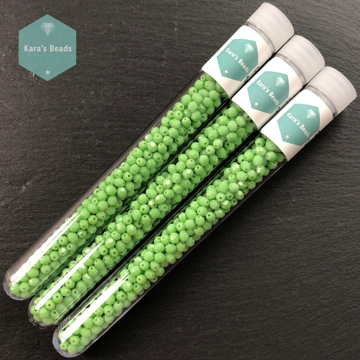 300pcs Tube 4mm Fire Polish Round Beads Opaque Olivine