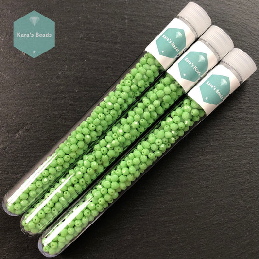 300pcs Tube 4mm Fire Polish Round Beads Opaque Olivine