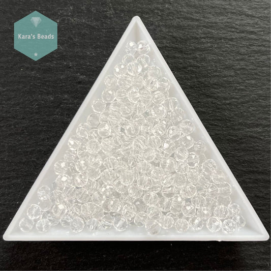 300pcs Tube 3x4mm Clear Crystal Rondelle Beads