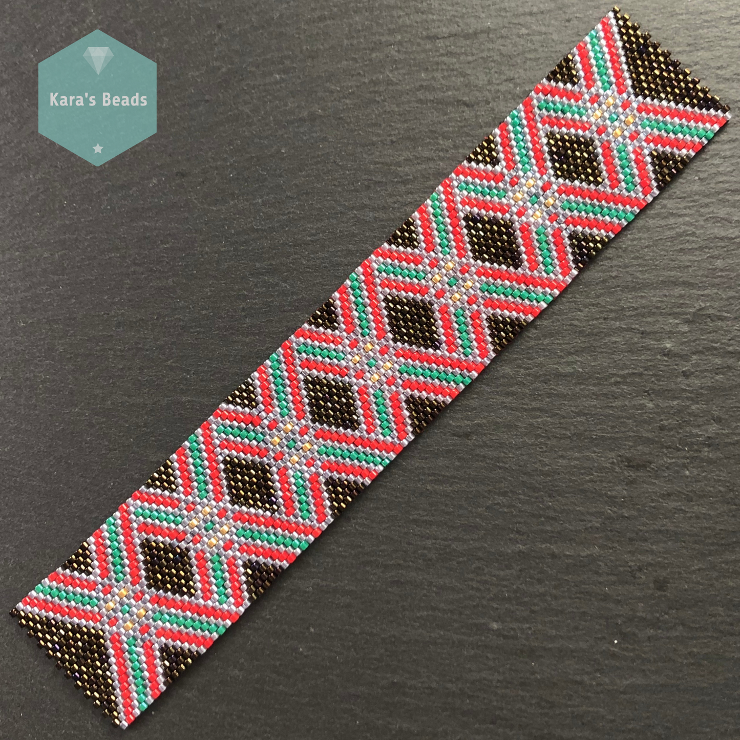 CHRISTMAS TARTAN RIBBON Even Count Peyote Pattern