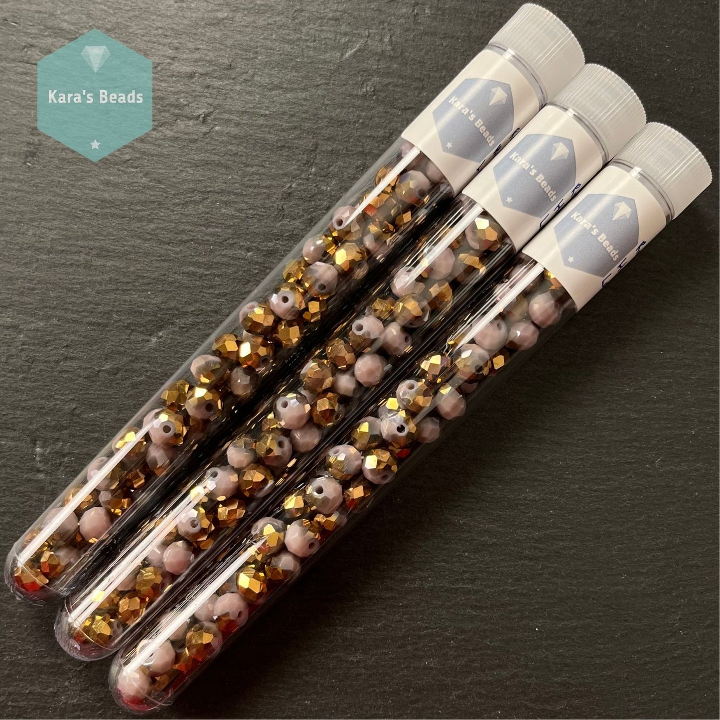 50pcs Tube 6x8 mm Rondelle Beads Half Gold Coat Lavender