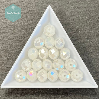 19pcs Tube 8x10 mm Rondelle Beads White Pearl AB