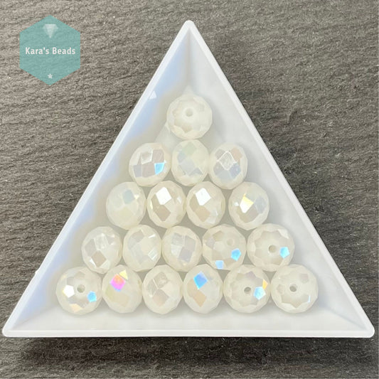 19pcs Tube 8x10 mm Rondelle Beads White Pearl AB