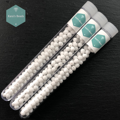 90pcs Tube 6mm Fire Polish Chalk White