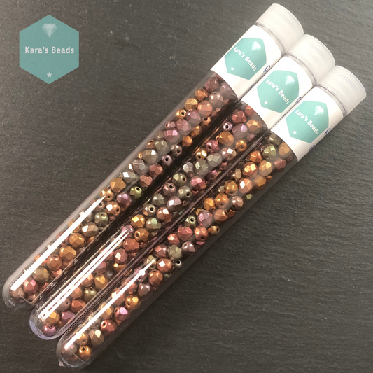 90pcs Tube 6mm Fire Polish Violet Rainbow