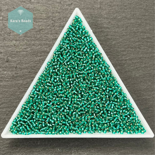 25g Tube 15/0 Miyuki Seed Beads RR15-017 Silver Lined Emerald