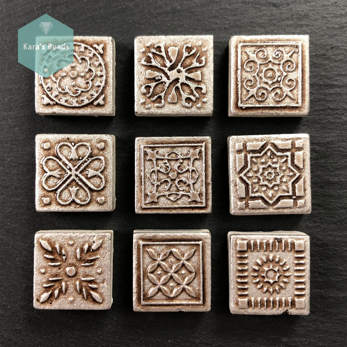 23x23 mm Gold Brushed Ceramic Tile Random Pattern 1 pc