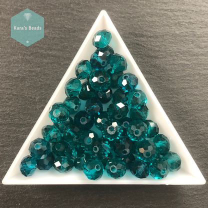 50pcs Tube 6x8 mm Rondelle Beads Transparent Teal