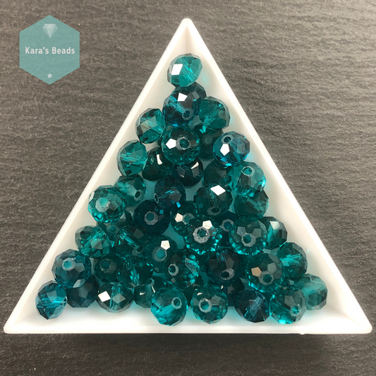 50pcs Tube 6x8 mm Rondelle Beads Transparent Teal